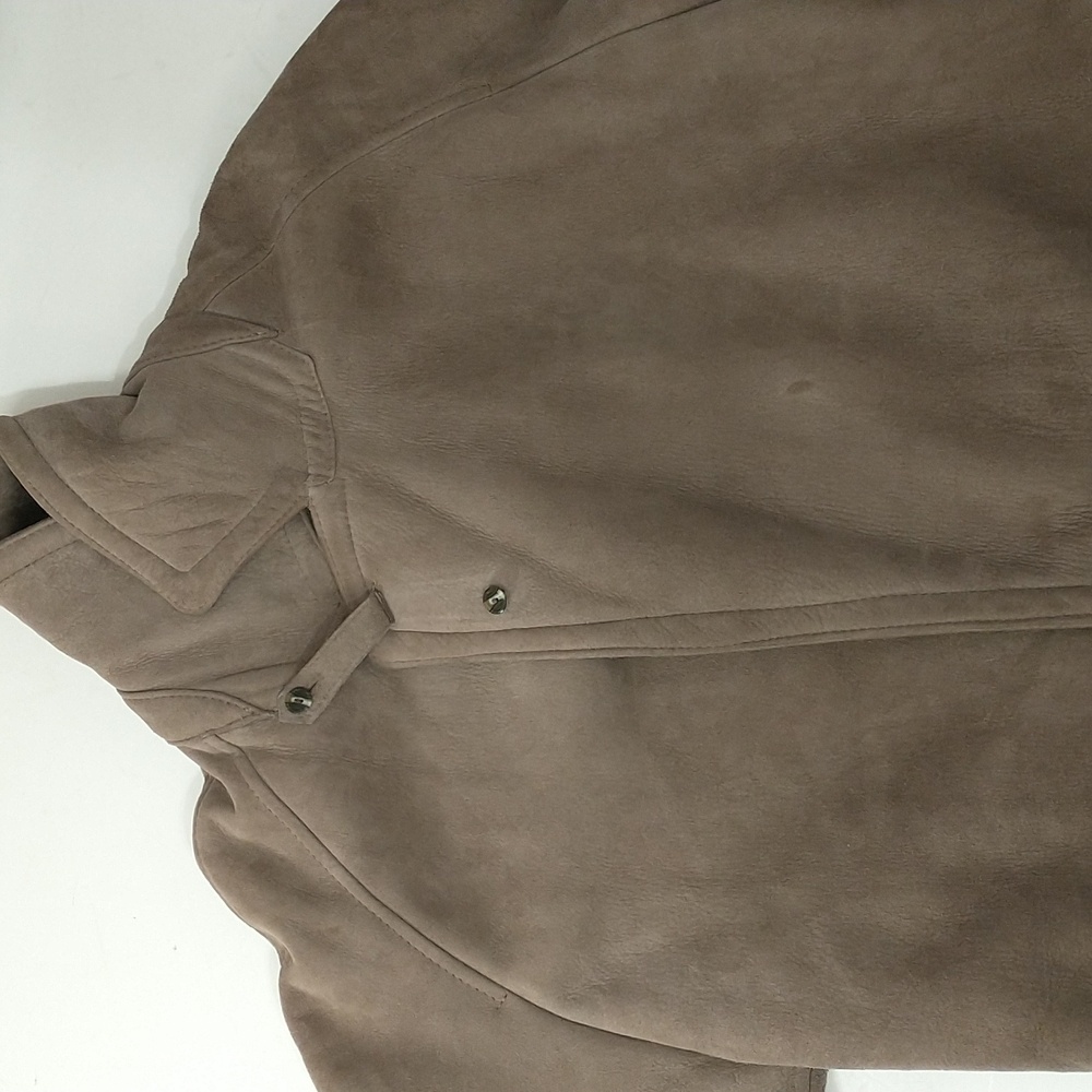 Vintage Shearling Coat USA Made Sawyer Napa Taupe Maxi Oversized Warm SeeMeasure - Picture 15 of 16